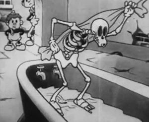 skeleton,molly kate kestner,animation,black and white,vintage,cartoon