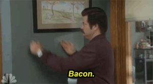 ron swanson,nick offerman,television,parks and rec,bacon