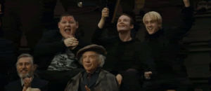harry potter,draco,malfoy,celebrate,clapping,applause,clap,cheer,cheering,celebrating,draco malfoy,crabbe,goyle,40graus,lunatica