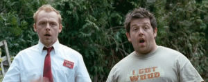shaun of the dead,simon pegg,zombie,reaction,zombies,ed,shaun,nick frost