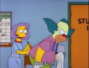 season 3,episode 6,tired,annoyed,krusty the clown,3x06,caneling appointments