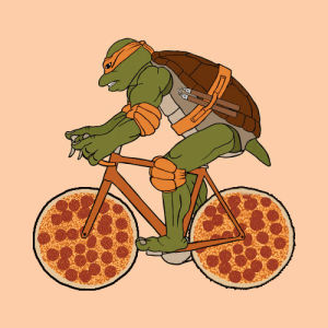 tmnt,pizza bike,pizza,tv