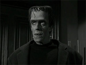 herman munster,eye roll,the munsters,tv,black and white,vintage,fred gwynne