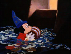 the sorcerers apprentice,disney,mickey mouse,drowning