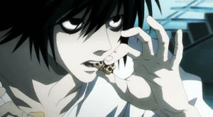 l lawliet,death note,anime,food,eating,l