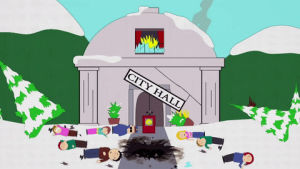 south park,explosion,burning,aftermath,injured,city hall,casualties,dead bodies