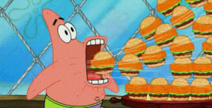 patrick,hangry,spongebob squarepants,food,hungry,spongebob,burger,lunch,burgers