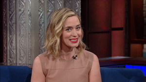 omg,emily blunt,happy,excited,stephen colbert,shocked,surprised,late show