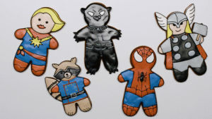 black panther,gingerbread,marvel,avengers,thor,holidays,rocket,cookies,captain marvel,spider man