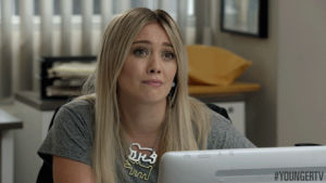 disappointed,frown,kelsey peters,sad,upset,work,younger,hilary duff,youngertv