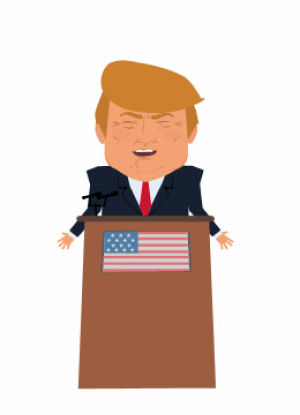 donald trump,trump,animatron,cartoon,politics,republican,election 2016,speech,tribune