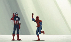 high five,avengers,thor,spiderman