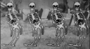 dancing skeleton,skeletons,skeleton,exclamation marks,cows opinion