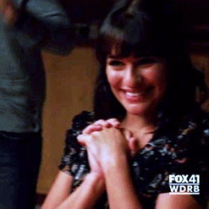 lea michelle,happy face,happy,smile,excited,clapping,rachel berry,giggles