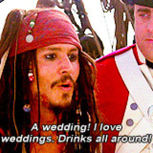 jack sparrow,pirates of the carribean,wedding,johnny depp,drinks,order one or two sizes bigger