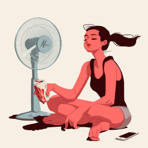 summer,illustration,fan,warm,illust,girl,loop,hot,weekend