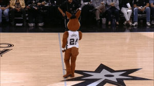 mascot,basketball,nba,excited,pumped,spurs,nba playoffs,2017 nba playoffs,nbalastnight,get into it,nba mascots,the coyote,spurs coyote,lets go