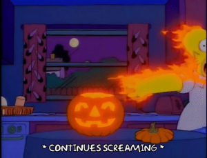 continues screaming,homer simpson,halloween,season 8,episode 1,scary,screaming,8x01