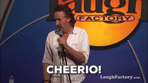 funny,cute,excited,hello,hi,bye,hey,british,laugh factory,cheerio,harland williams