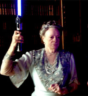 maggie smith,star wars,downton abbey,violet crawley,downton wars,maggie with a lightsaber ftw