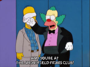 homer simpson,episode 17,season 13,surprise,krusty the clown,award show,13x17,blindfold