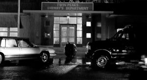 twin peaks,black and white,car,david lynch,waiting,sheriff