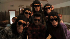 bruno mars,masks,animals,singing,sunglasses,monkeys,the last song,the lazy song