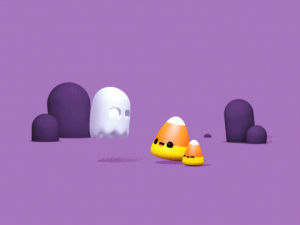candy corn,halloween,c4d,animation,3d,ghost,candy,cinema 4d,gifoween,eyedesyn,sketch and toon