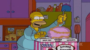 cotton candy,animation,homer simpson,mad scientist,caramel,simpsons