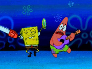 guitar,dancing,chainsaw,spongebob squarepants,weird