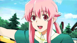 yuno gasai,anime,smile,mirai nikki,anime girl