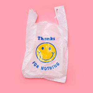 plastic bags,ungrateful,thanks for nothing,no help,nyc,trash,smiley face,take out,thank you have a nice day