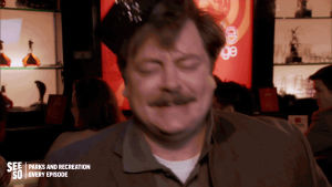 ron swanson,wasted,dancing,fun,parks and recreation,drunk,parks and rec,nick offerman,seeso