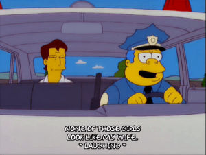 season 12,laughing,episode 10,chief wiggum,12x10,police car