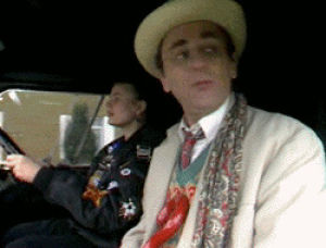 sylvester mccoy,sophie aldred,doctor who,remembrance of the daleks,seventh doctor,ace mcshane,doctors driving