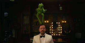 dancing,kermit,ricky gervais,the muppets most wanted