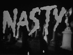 nasty,blood,tv,art,black and white,hoppip,old horror