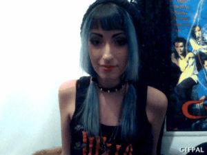laser,blue hair,webcam,goth,lasertag,hello spooky,laserface