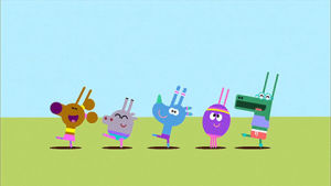 happy,dancing,joy,duggee,dance,hey duggee,roly,celebration,tag,norrie,excited,high five,betty,squirrels