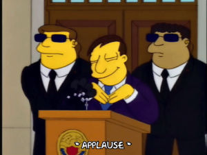 questions,mayor quimby,season 4,episode 22,wave,applause,clap,4x22