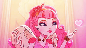 ever after high,ca cupid,love,happy,smile,pink,heart,crush,hearts,pink hair,eah,kiss on the cheek