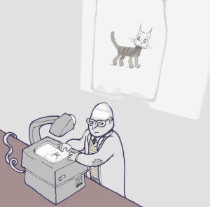 overhead projector,cat,illustration,caturday,pizza month