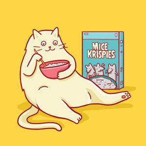 breakfast,mice krispies,kittens,miao,rice krispies,cat,illustration,artists on tumblr,meow,dad jokes