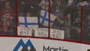 hockey,nhl,fans,signs,carolina,hurricanes,sebastian,finland,aho