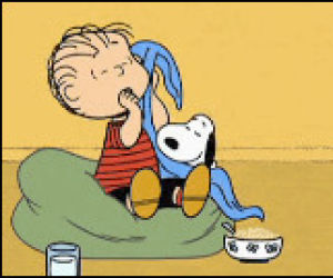 snoopy,linus,blanket,happiness is a warm blanket,peanuts,animation,cute,cartoon,aww,cuddle