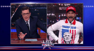 happy,interview,excited,laughing,stephen colbert,trump,gop,smh,rnc,cleveland,late show,the late show with stephen colbert,convention,republican national convention,keegan michael key,trump 2016,last man standing