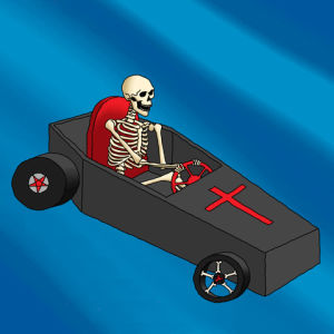 spooky,coffin,halloween,car,weird,creepy,skull,fly,skeleton,fast,drive,creep,weirdo,woosh,juliewierd,roach,ryan mcginley