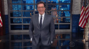 happy,smile,excited,jump,stephen colbert,yay,happy dance,goofy,the late show with stephen colbert,oh yeah,woohoo,goofball,yeah baby,yippy,poem