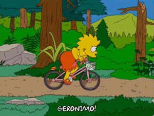 bicycle,geronimo,lisa simpson,season 15,excited,episode 12,jump,adventure,15x12,enthusastic