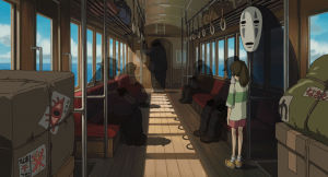 anime,ghost,train,away,spirited